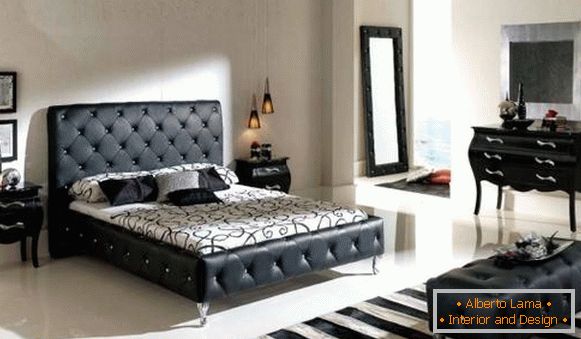 Projeto do quarto com mobília preta