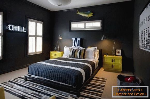 Papel de parede preto para um quarto em estilo moderno