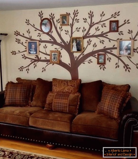Árvore genealógica na sala de estar