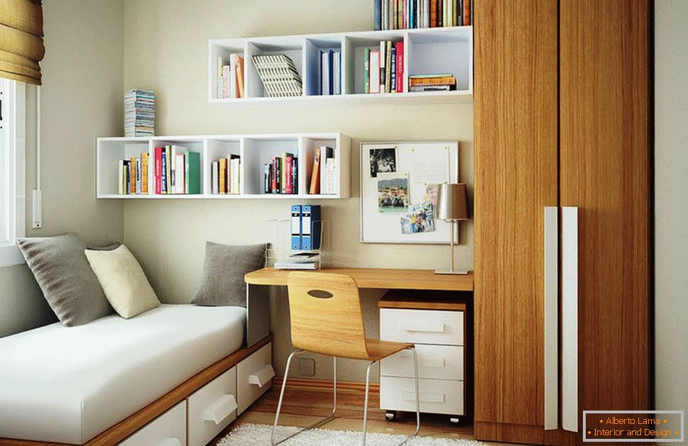 Re-planejamento de um apartamento de um quarto em um quarto com um estudo