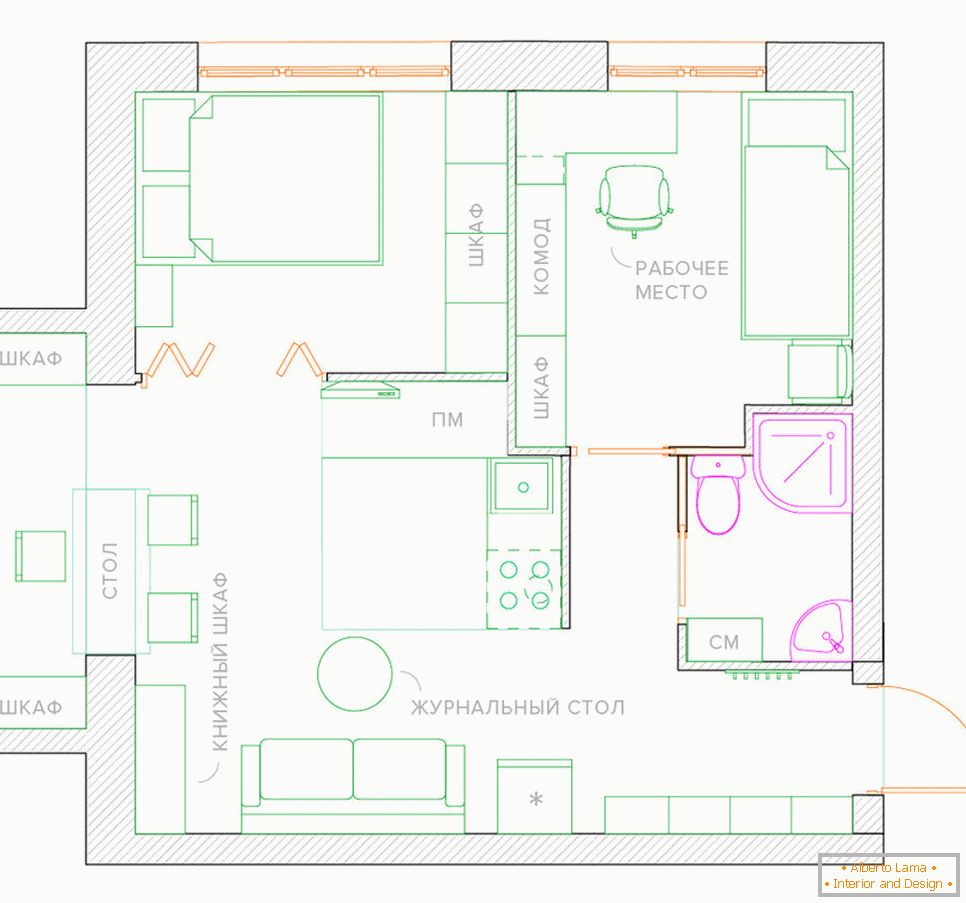Remodelando um apartamento de um quarto em um apartamento com um quarto и детской