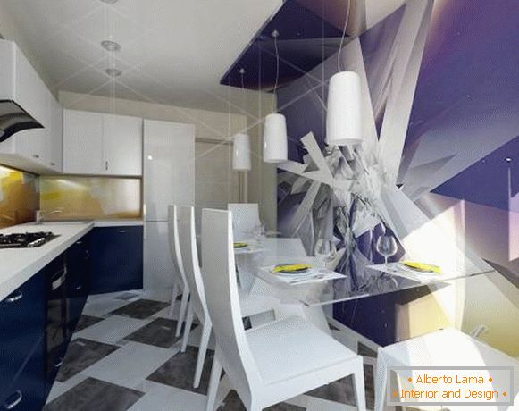 Papel de parede abstrato para uma cozinha em um apartamento
