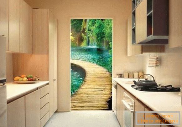 Papéis de parede 3D no interior da cozinha - natureza
