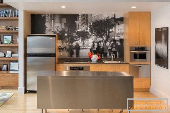 Papel de parede preto e branco para cozinha - foto 2017 idéias modernas