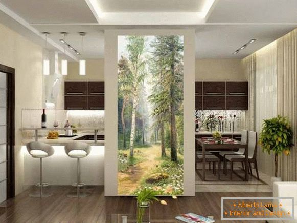 Papéis de parede bonitos no interior da cozinha - floresta, natureza