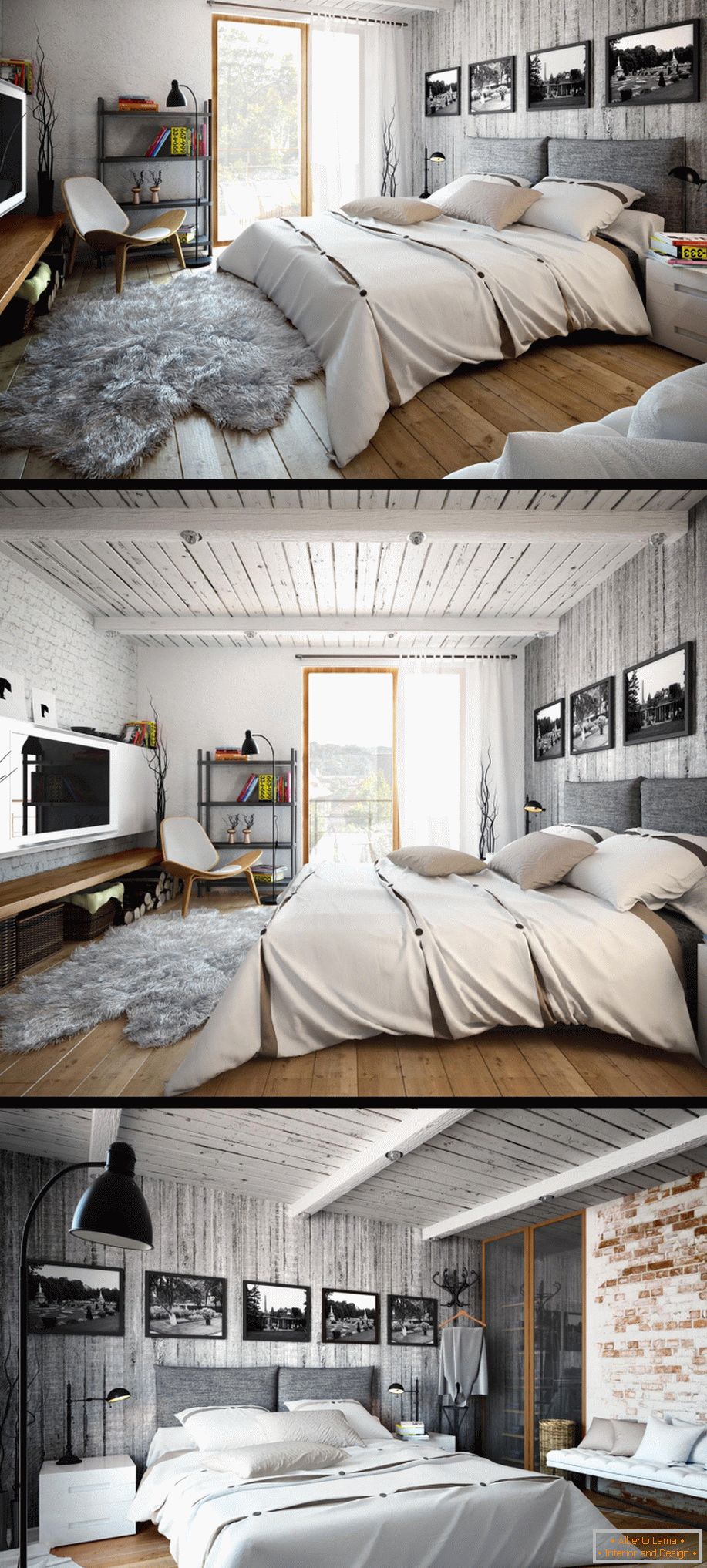 Exemplo de design de interiores de um pequeno quarto na foto
