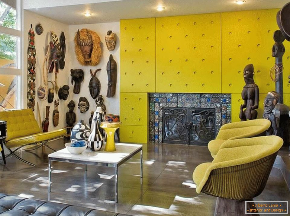 Painéis de parede em decoração de interiores em estilo africano