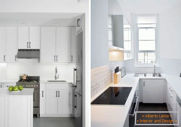 Cozinha branca com tampo de mesa branco - foto em design de interiores