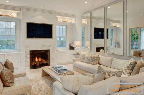 Mobiliário branco para a sala de estar - foto do interior elegante