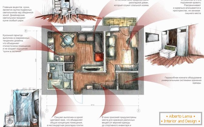 O layout de um pequeno apartamento na Rússia