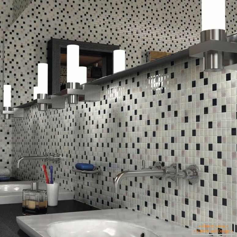 preto e branco-mosaico-em-decoração-banheiro-quarto