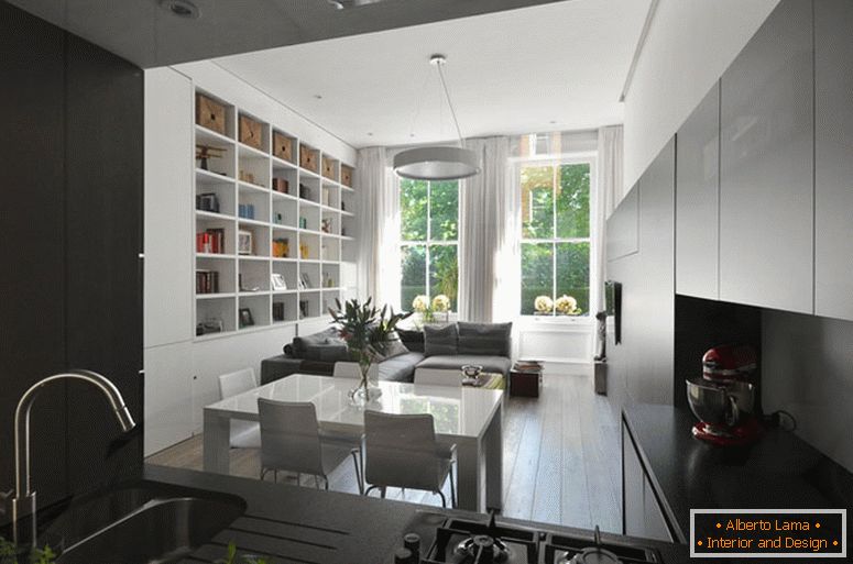 Interior moderno de um pequeno apartamento em Londres
