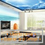 Papel de parede brilhante para uma sala de estar em estilo praia