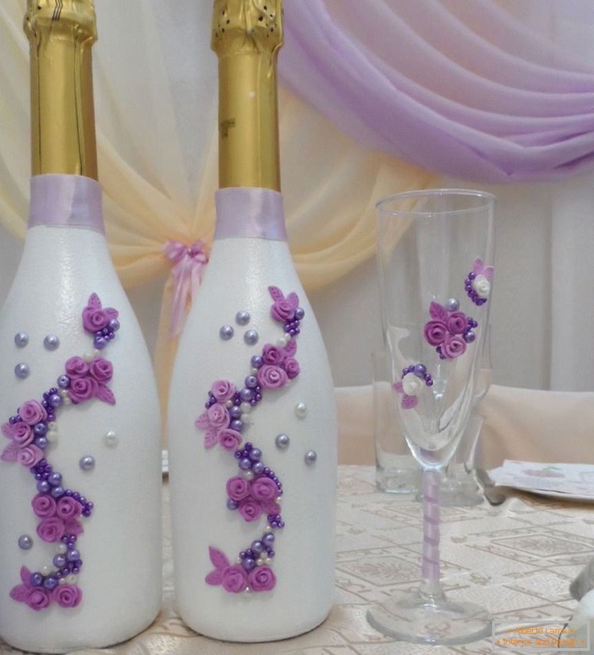 Flores de argila de polímero на свадебных бутылках