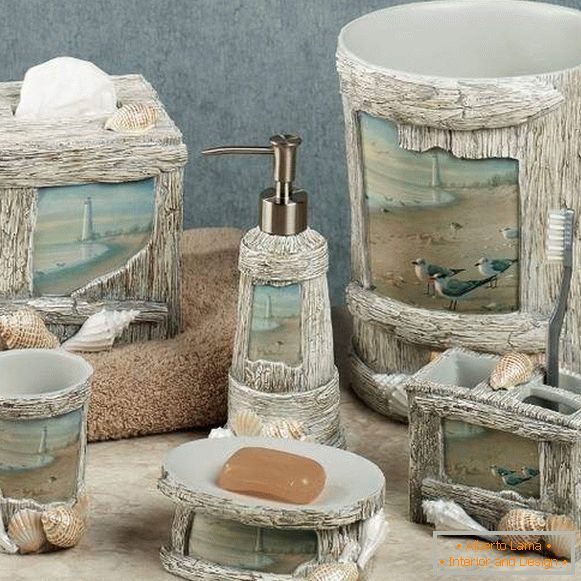 Acessórios e decoração no banheiro - fotos com conchas