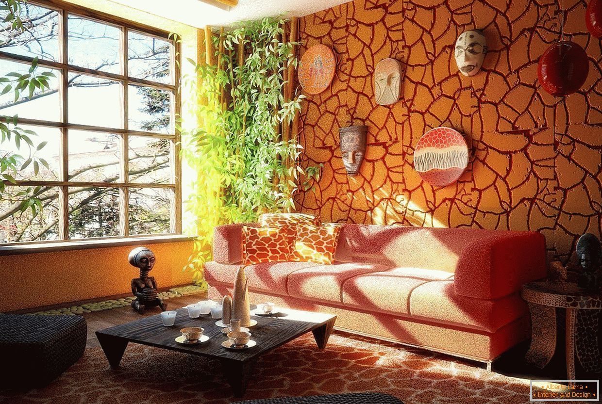 Emplastro decorativo alaranjado в дизайне гостиной