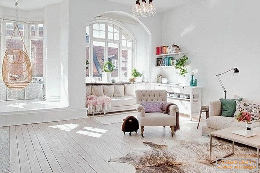 Sala de estar em estilo escandinavo
