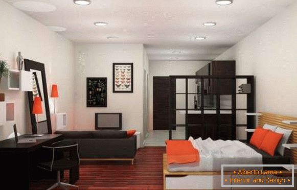 Design de interiores do apartamento 40 sq. M - estúdio moderno