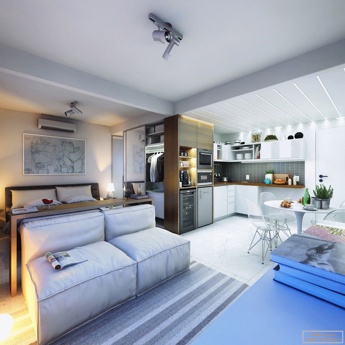 Design de um pequeno apartamento em cores brilhantes