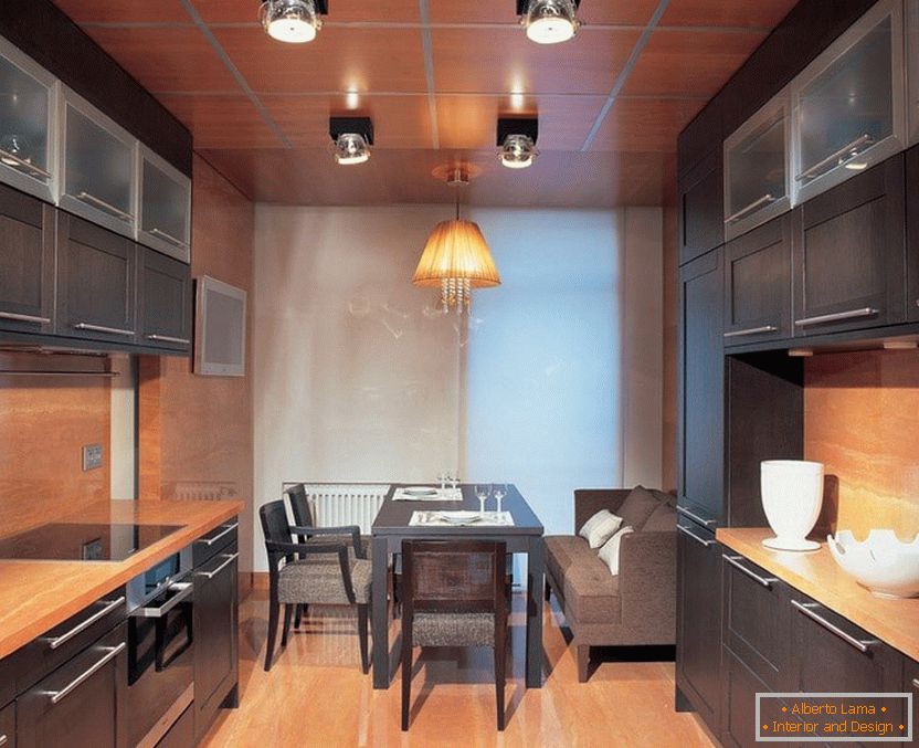 Design de cozinha 16 m2 com layout paralelo