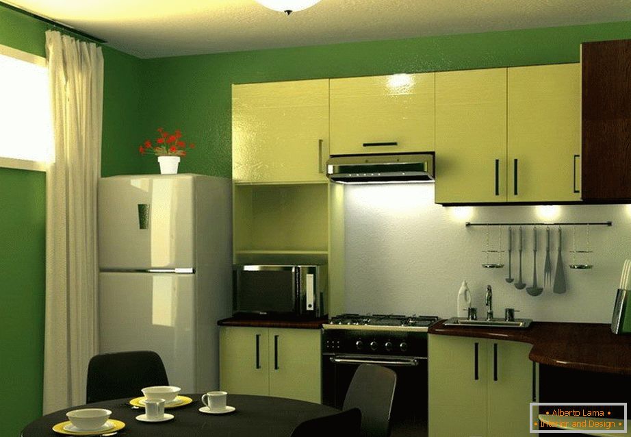 Interior da cozinha verde