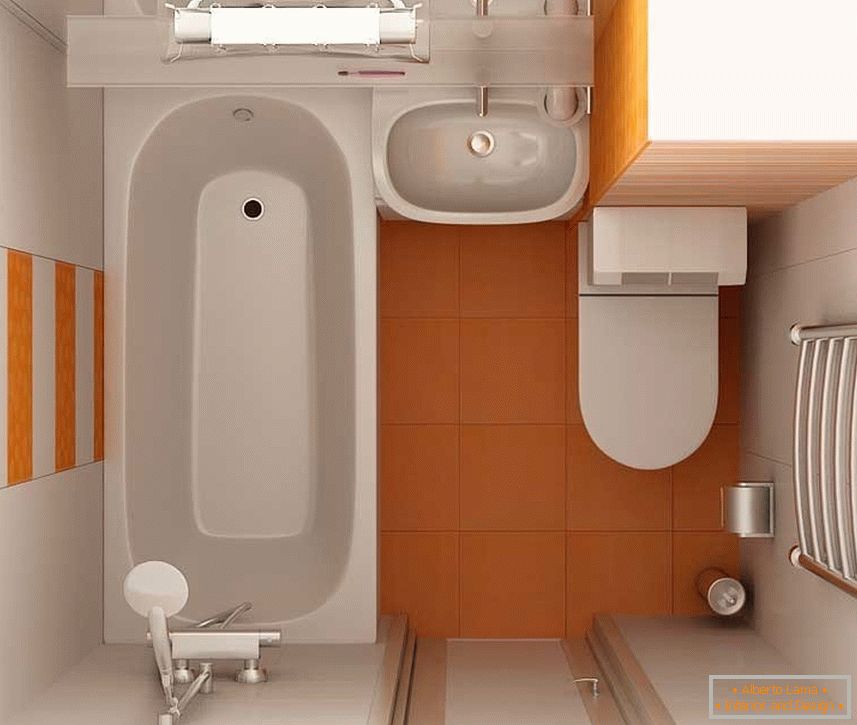 Banheiro laranja-branco