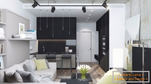 Apartamento estúdio de design elegante de 30 metros quadrados em estilo loft