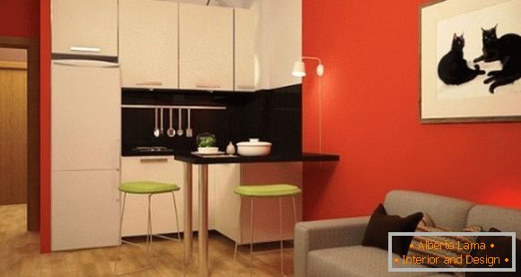 Apartamento estúdio moderno de 25 m² - sala de estar com cozinha de foto