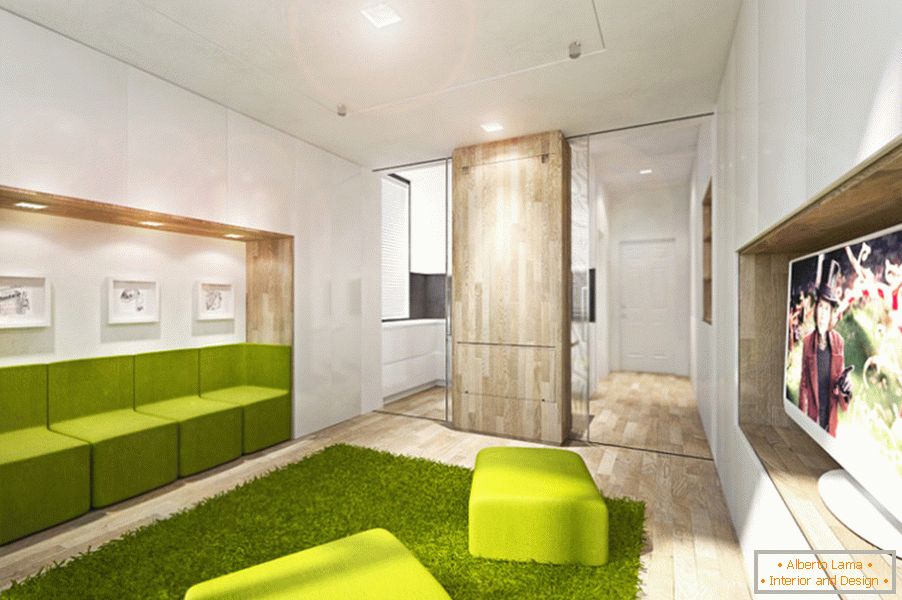 Transformador de design de apartamento em cor verde brilhante