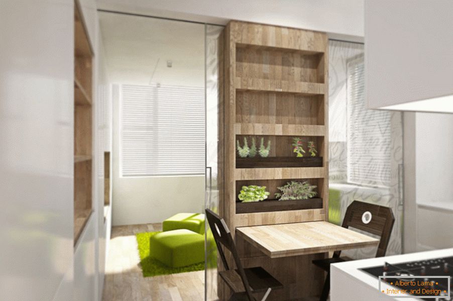 Transformador de design de apartamento: sala de jantar na cozinha
