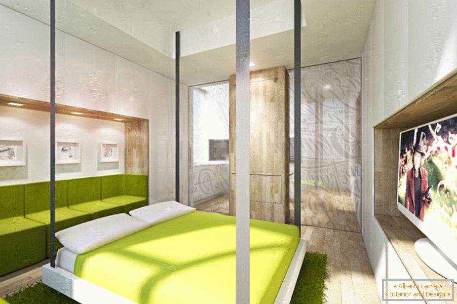 Transformador de design de apartamento: cama na sala de estar