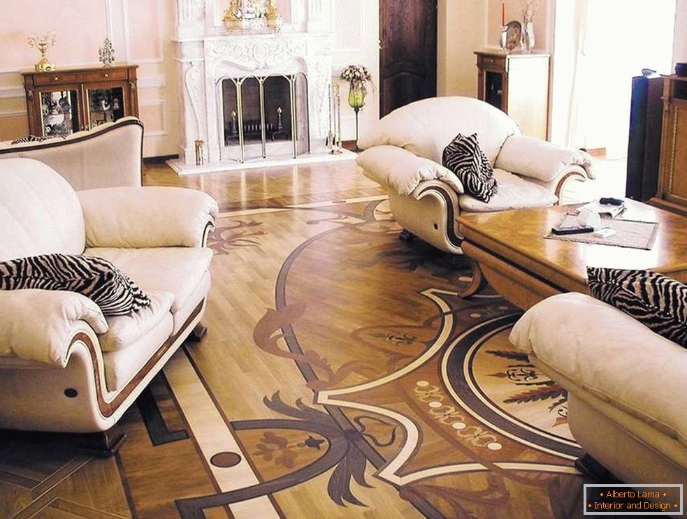 Andar com padrões no interior no estilo Art Nouveau
