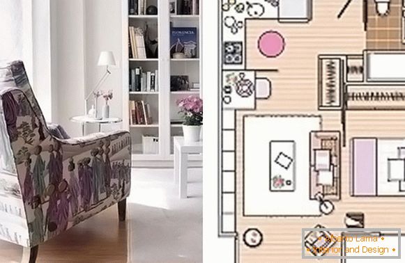 O layout de um pequeno apartamento