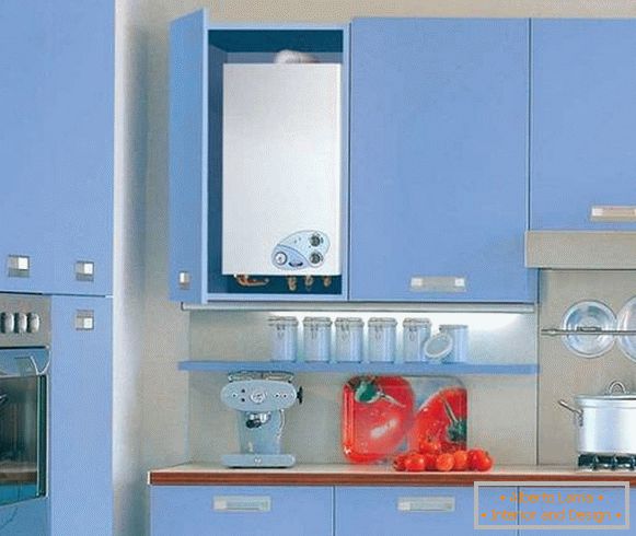 design de cozinha pequena com foto da coluna de gás, foto 39