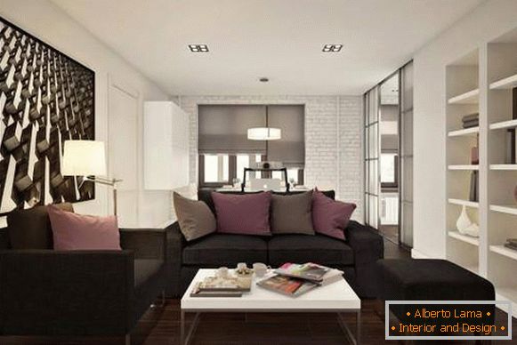 Design elegante de um apartamento de dois quartos de 45 m² foto