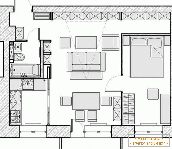 Apartamento design de 40 metros quadrados - layout de fotos dos quartos