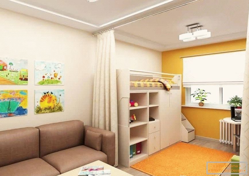 Área para crianças em apartamento de um quarto