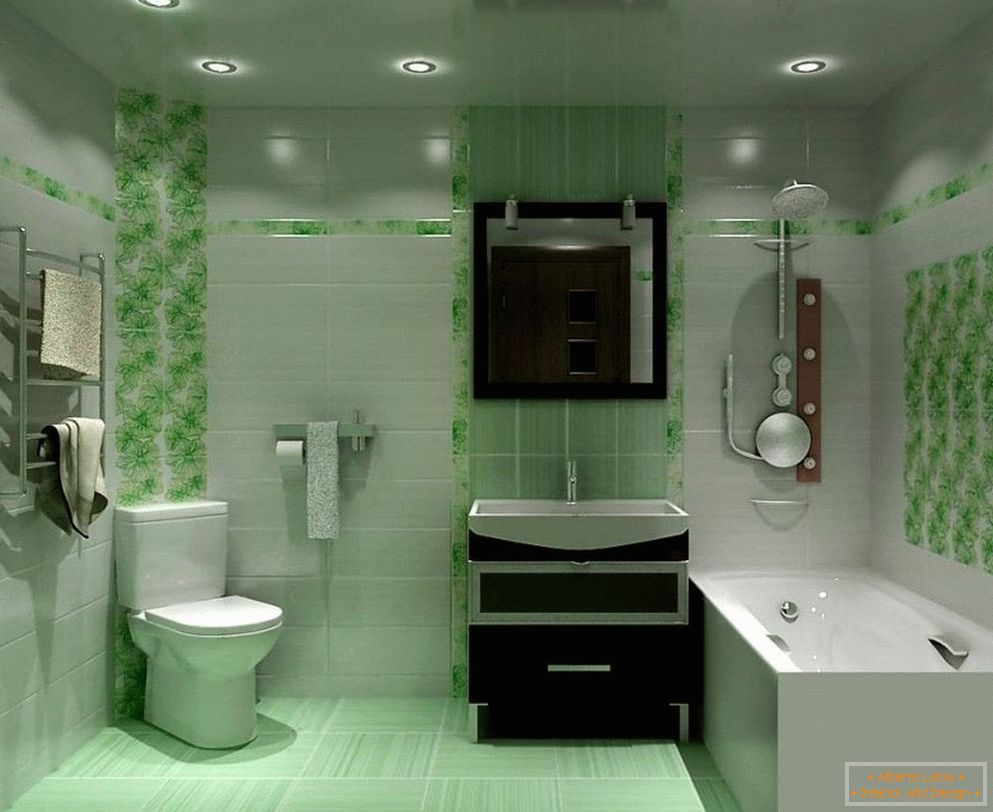 Uma casa de banho em tons de verde