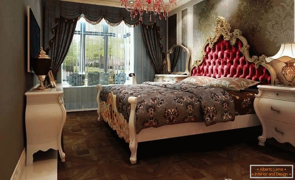 Tecidos de decoração de parede e cortinas maciças são adequados para estilos de quarto clássico