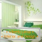 Design de um quarto branco-verde