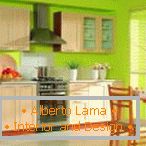 Interior de cozinha verde claro