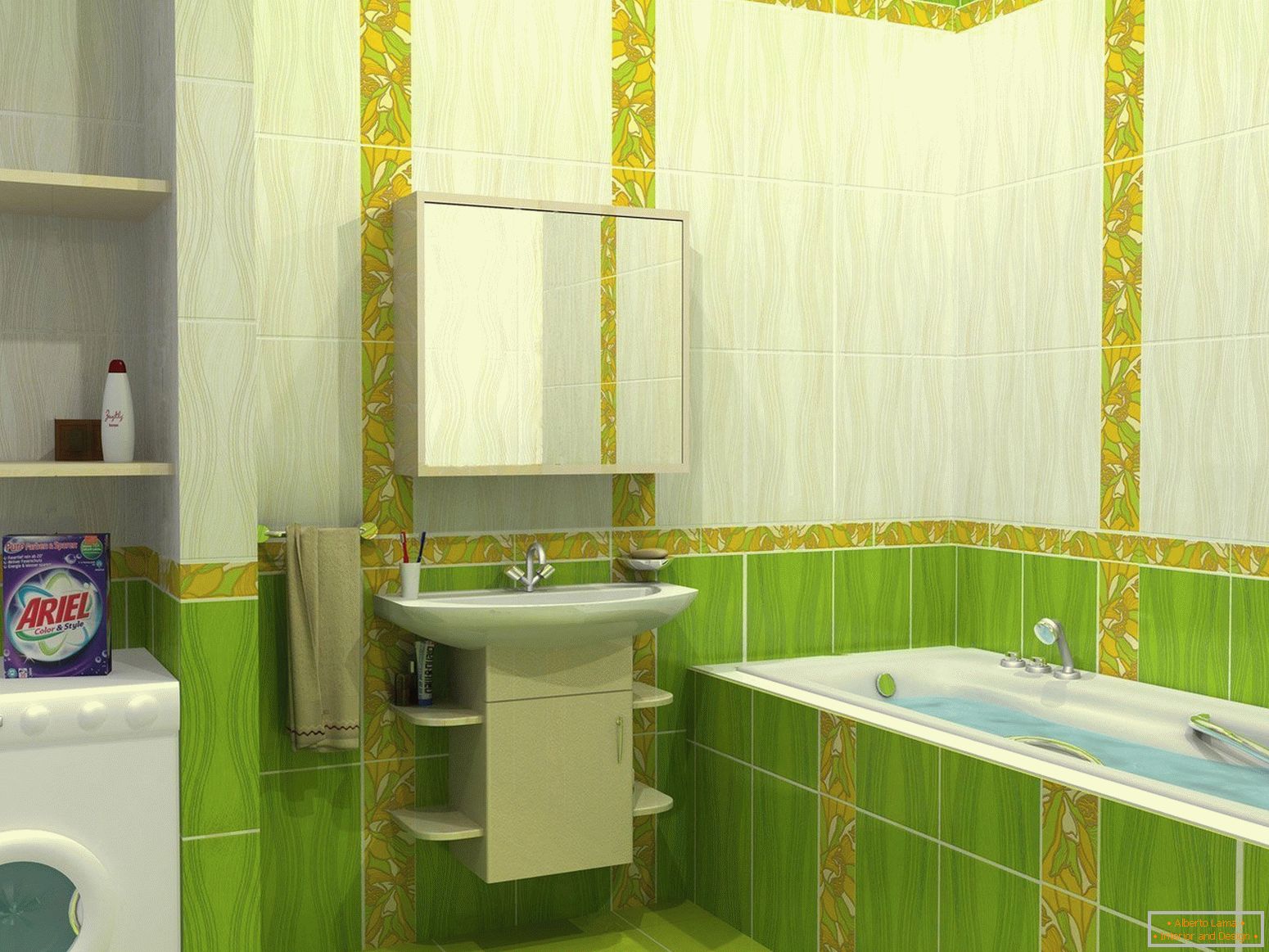 Design de banheiro em tons verdes