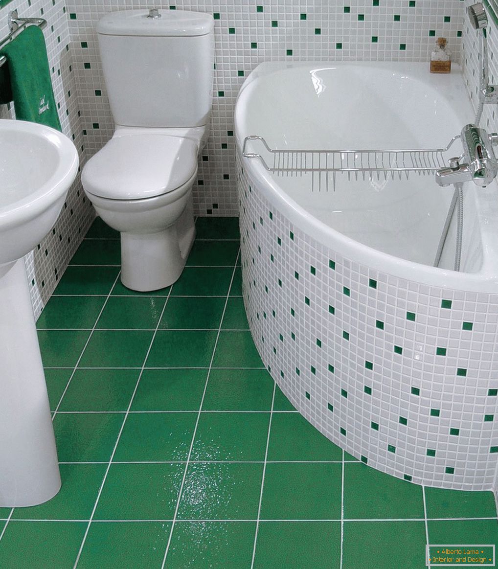 Banheiro verde e branco