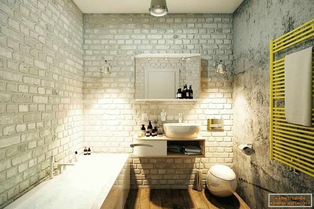 Interior de casa de banho em estilo loft