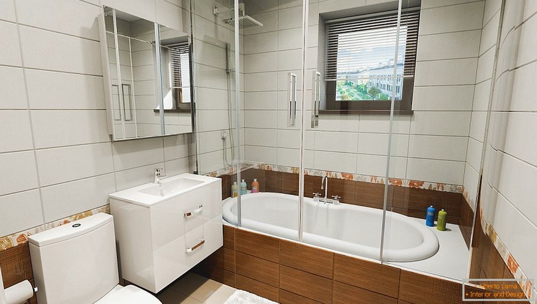 Moderna casa de banho com uma janela quadrada