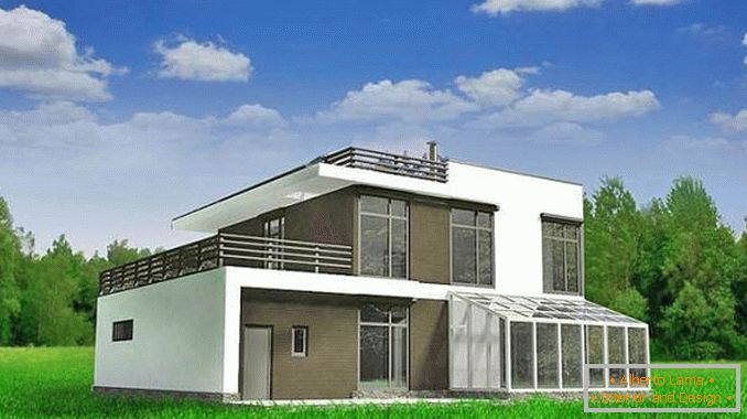 projetos de casas de dois andares com telhado plano