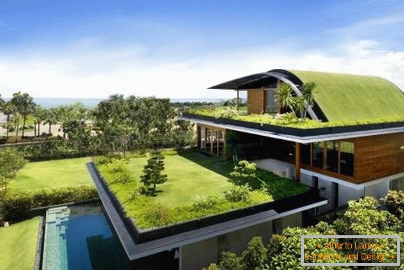 Belas casas no estilo de alta tecnologia e eco