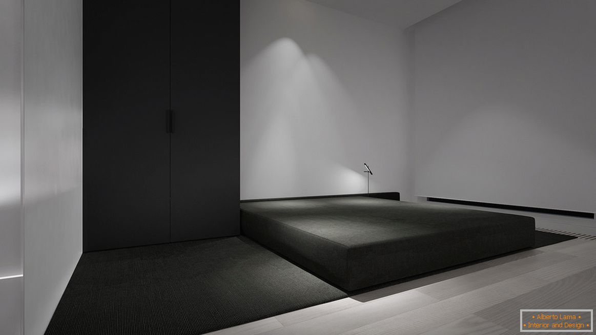 Um quarto no estilo do minimalismo é o exemplo mais brilhante de um recurso de design. A principal característica é um mínimo de móveis.