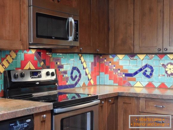 Avental de cozinha com um padrão de telhas cerâmicas