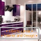 Design de cozinha violeta со шкафом-купе